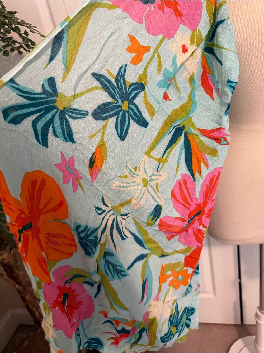 Spartina 449 Light Blue Floral Scarf - - Picture 2 of 5